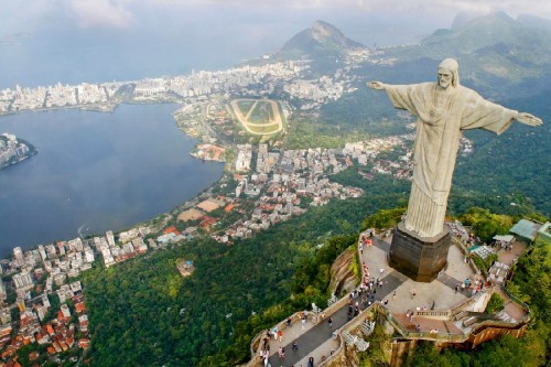 christ statue aerial view